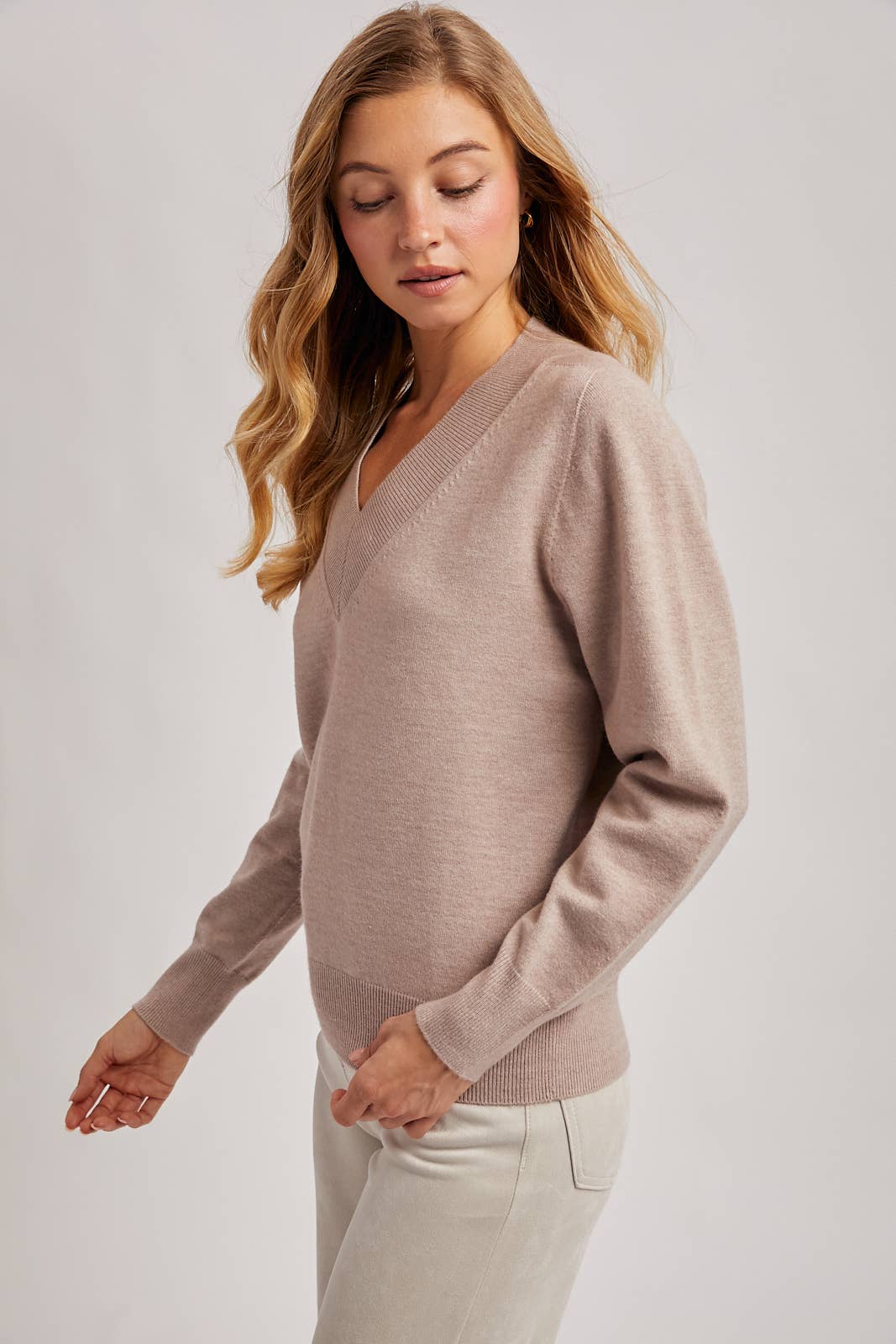Ribbed V-neck Sweater