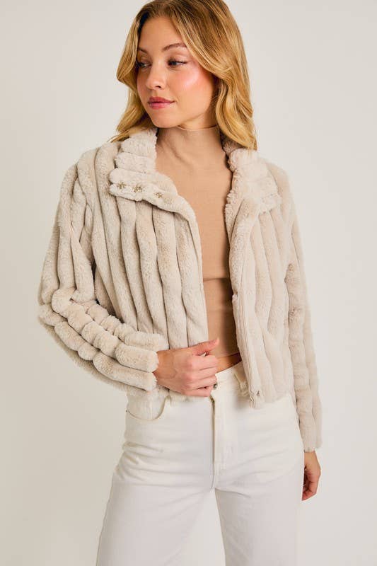 Faux Crop Fur Jacket