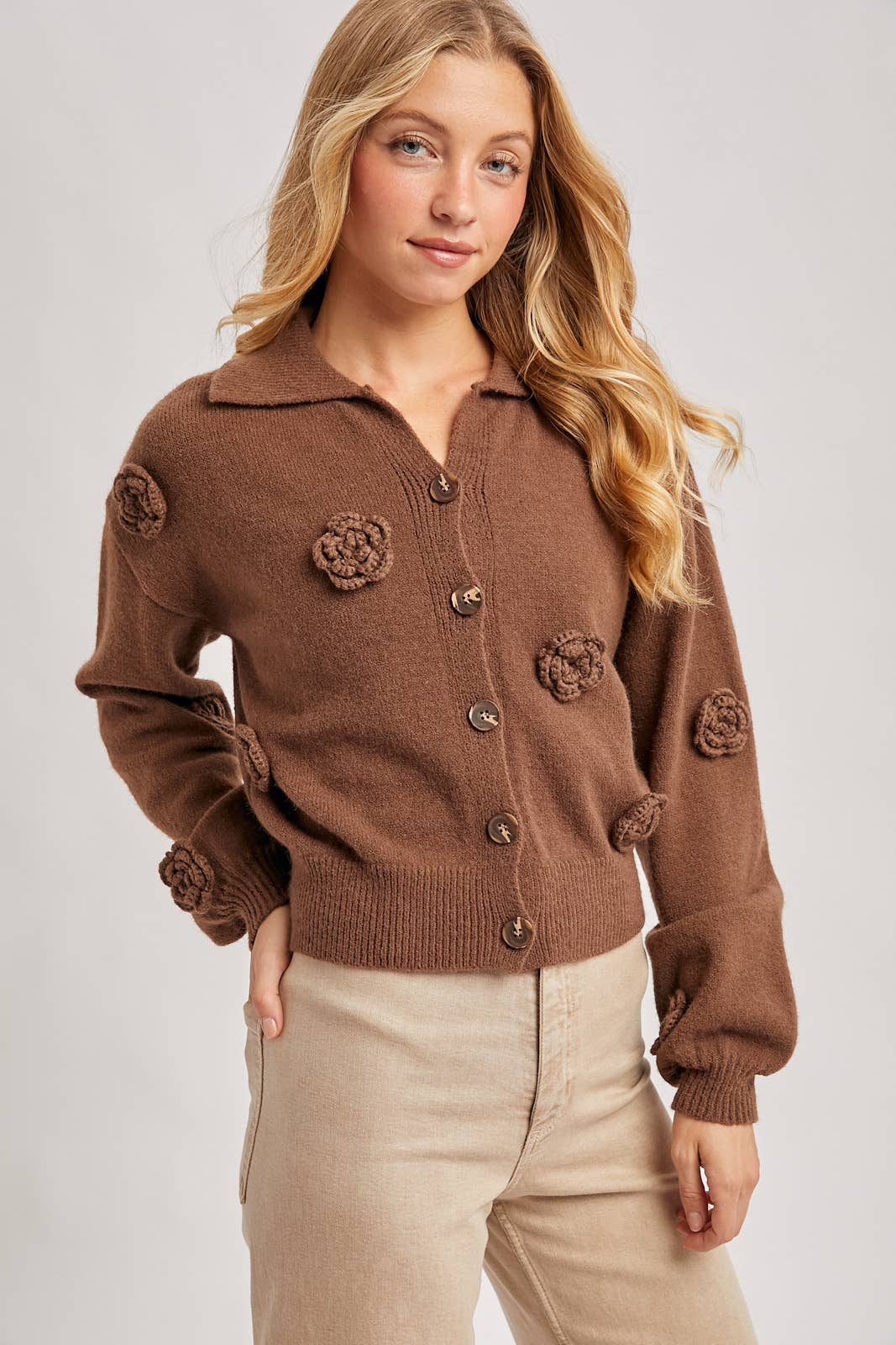 Floral Button Down Knit Cardigan