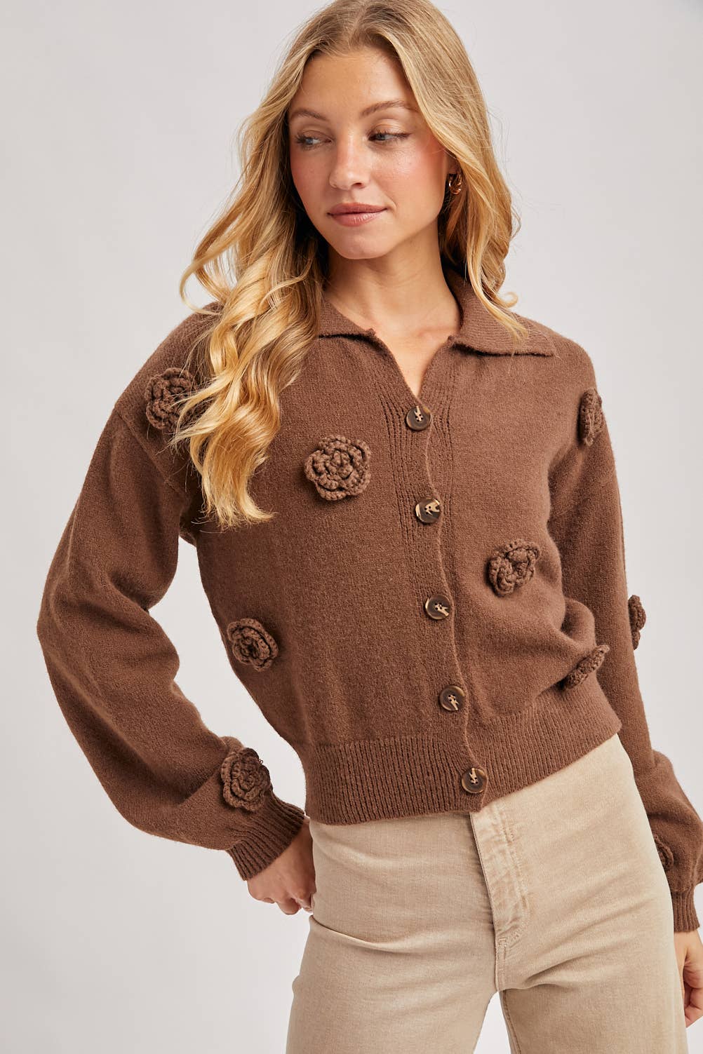 Floral Button Down Knit Cardigan