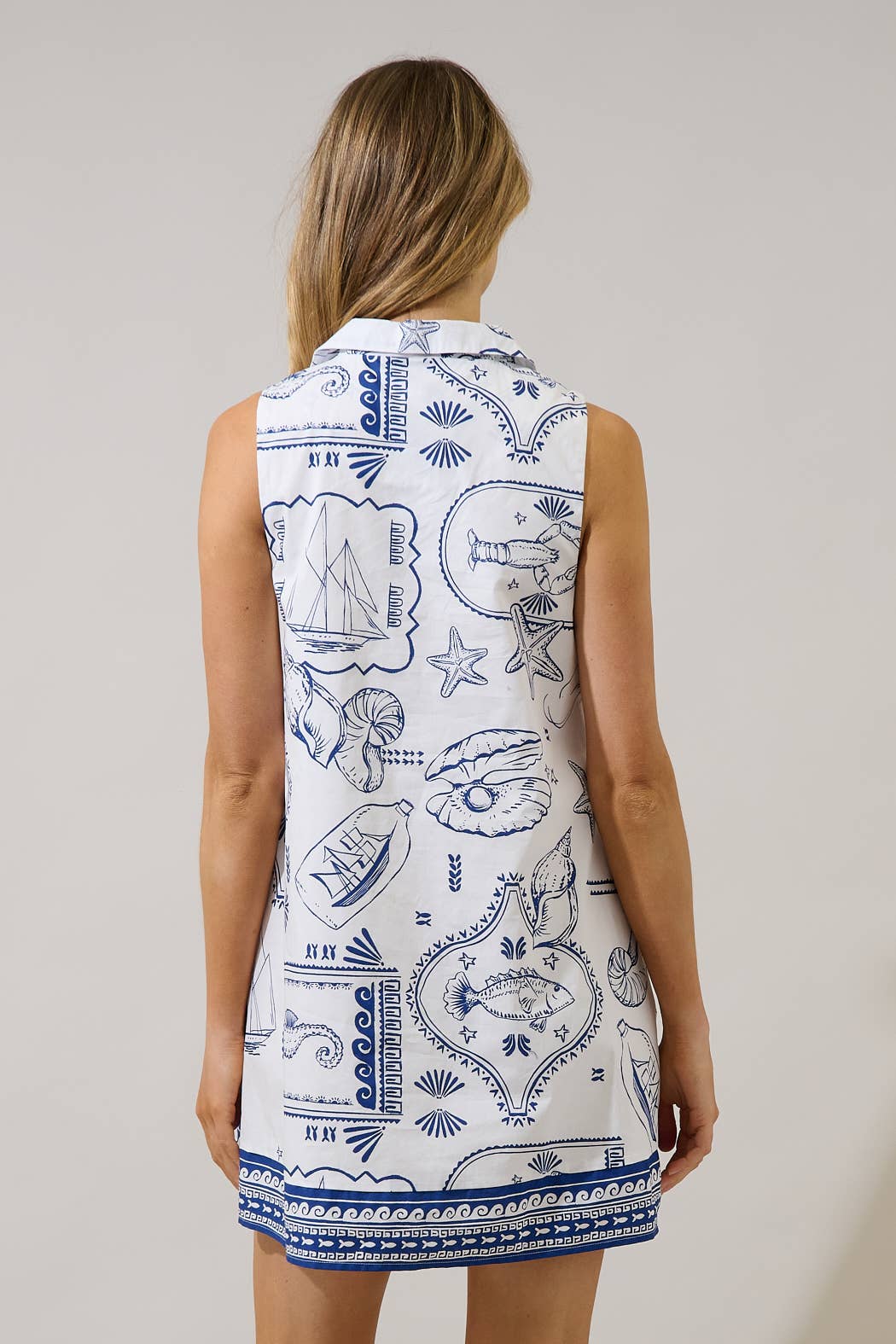 Lexya Collared Shift Mini Dress Seaside