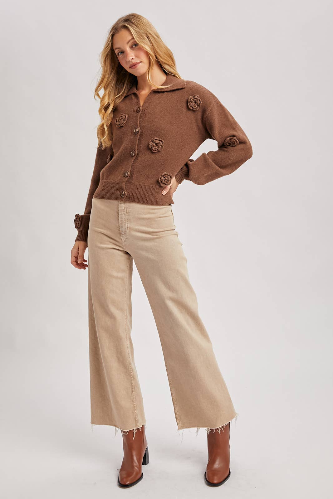 Floral Button Down Knit Cardigan